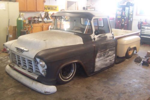 1955 chevrolet 3100 step side truck apache air bagged rat rod s-10 chassis