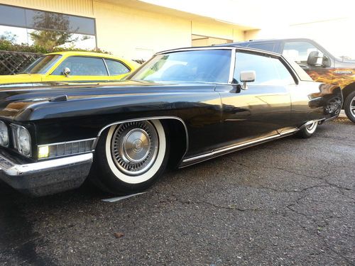70's cadillac 2 door coupe black beauty-shaved- air ride -flaked-wide whites-