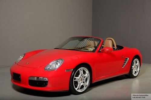 2005 porsche boxster convertible 5speed red on tan leather alloys xenons clean !