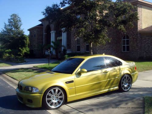 Bmw m3 e46 phoenix yellow/black brushed aluminum aa exhaust, low miles, *no res*