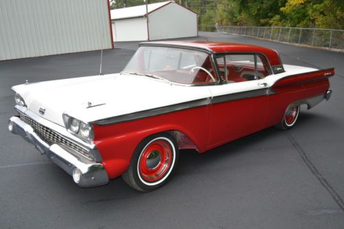 1959 ford galaxie 500 fairlane skyliner retractable red white runs great! act mi