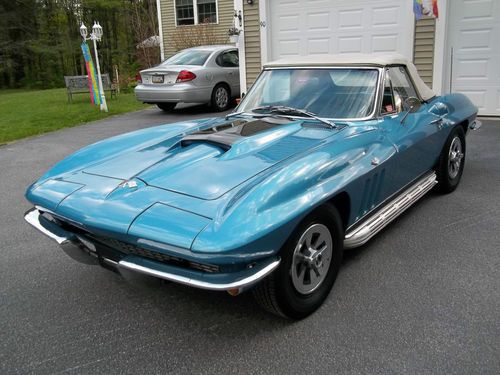 1966 corvette roadster 327/4 speed factory side pipes 3 owner