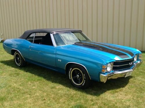 1971 chevrolet chevelle convertible numbers matching 4 speed mullsane blue ss