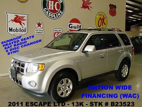 2011 escape limited,fwd,sunroof,htd lth,6 disk cd,sync,16in whls,13k,we finance!