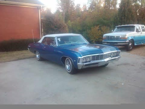 Blue &amp; white 1967 chevy impala convertible
