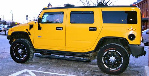 2003 hummer h2,bright yellow,custom wheels,65k,4x4,sunroof,loaded,leather