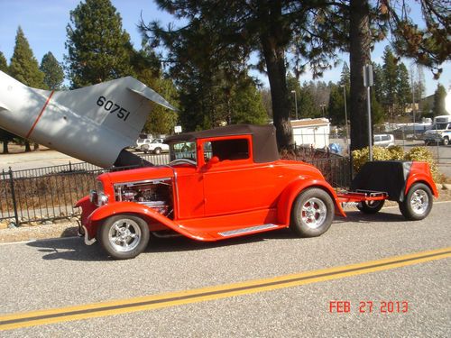 1931 ford model a cabriolet hot rod, with matching tag-along trailer