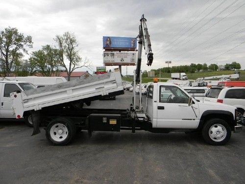 Chevy 3500 hd dump truck imt material crane 1-owner 10ft bed 454 v-8 fleet