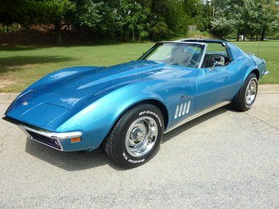 1969 corvette t top lemans blue 402cid 4v 4-spd console ps pb ac ralleys