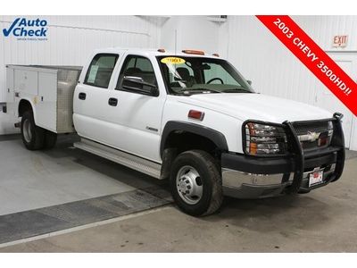 4d crew cab, 4wd, dual rear wheels, low low miles, one owner, and utility body !