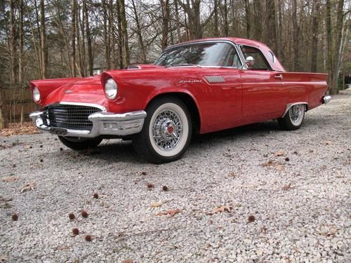1957, 57, thunderbird, t bird, tbird, beautiful red on red with both tops