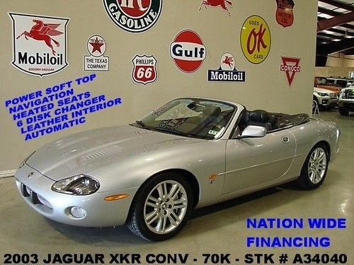 2003 xkr convertible,supercharged,nav,htd lth,alpine,18in whls,70k,we finance!!