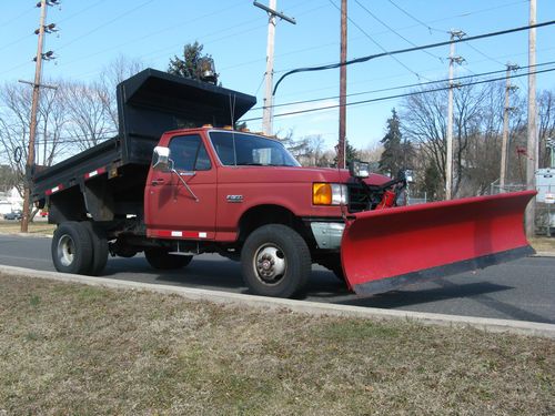1988 ford f-350 xl 7.5l 4x4 dump truck with plow