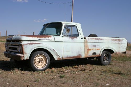 1961 ford unibody f100 1/2 ton pickup truck 223 inline 6 hot rat rod running i6