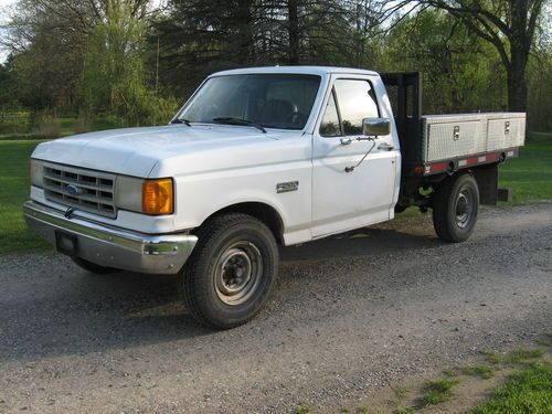 1990 ford f-250 7.3 diesel pickup truck 2wd with steel flat bed and toolbox