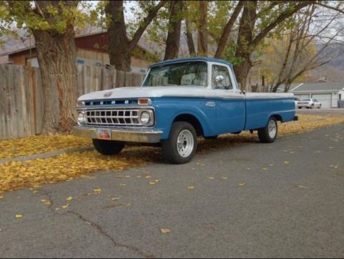 1965 f100: twin i beam, 325 fe big block, camper special, blue and white