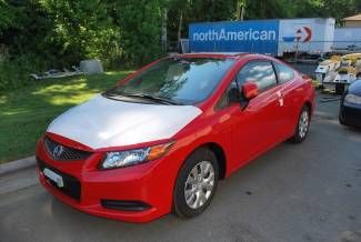 2012 civic lx coupe red automatic new car water damage inop no reserve