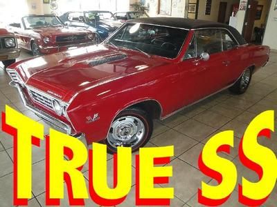 True ss 1967 chevelle hardtop 396 big block 4-speed red over black sharp car!