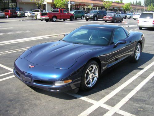 2000 corvette coupe, c5, manual trans, heads up display, corsa exhaust, blue