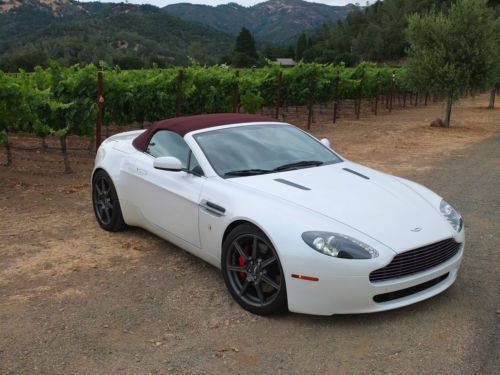 Aston martin vantage convertible pearl white/burgundy interior rare!