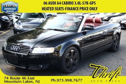 06 audi a4 cabrio 3.0l-57k-gps-heated seats-finance price only