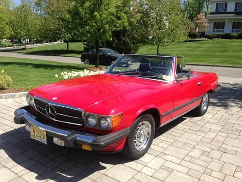 1983 mercedes benz 380sl convertible, red with black interior
