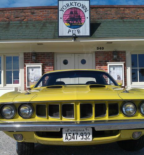 1971 plymouth 'cuda 340 curious yellow matching numbers column a/t split bench