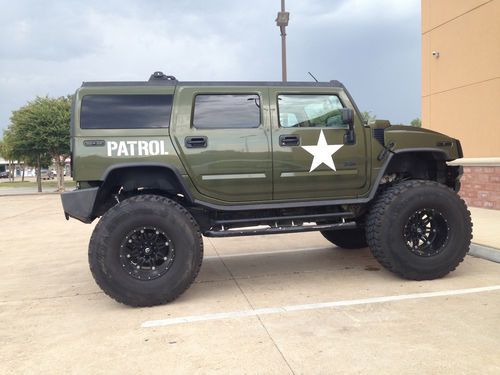 2003 hummer h2 base sport utility army edition  extreme lifted, jacked up