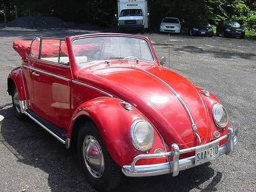 1963 volkswagen classic convertible beetle, red