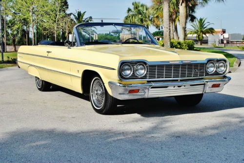 Simply gorgeous yellow 1964 chevrolet impala  convertible fully restored sweet.