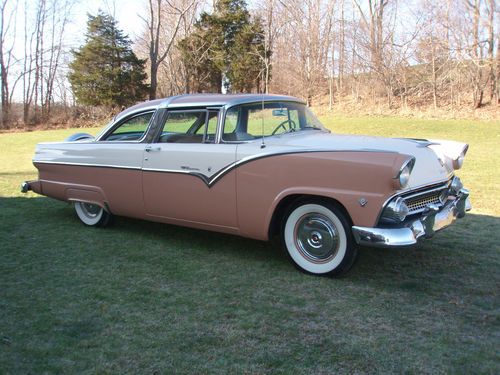 1955 ford fairlane crown victoria rare color combo/ buckskin &amp; white rust free