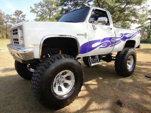 1987 beautiful chevy shortbed 4x4 lifted show truck 46's frame off 1 ton florida