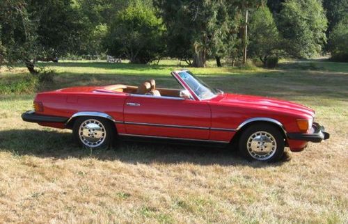 1974 mercedes 450sl convertible, red classic beauty