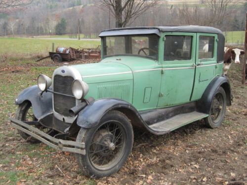 1928 ford modela~60a briggs fordor leatherback sedan w/rare cowl vent~no reserve