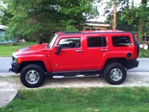 2006 hummer: h3 low miles, red, awd, leather, sunroof, chrome