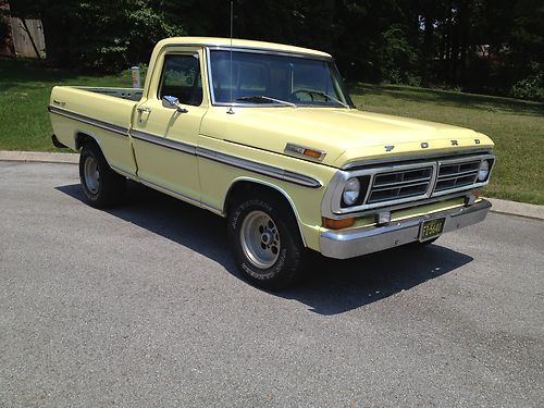 1972 ford f100 w/390 cu in engine air, psteering, auto trans, pb yellow