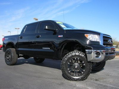 2011 toyota tundra crew double cab 4x4 lifted truck custom lift kmc black wheels
