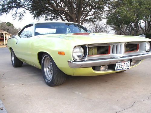 1973 plymouth  'cuda 340/4 bbl  automatic  sublime lime paint