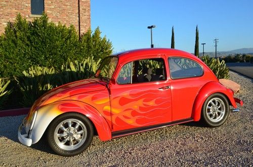 Incredible '66 vw beetle show car - total restore "cal look" - flames &amp; chrome!
