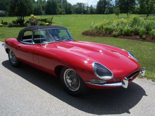 1962 jaguar xke e-type ots open two seater roadster red on black