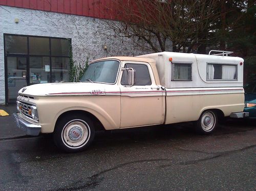 1964 ford f 100 truck pickup with camper  - survivor