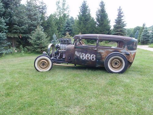 1929 ford model a tudor rat hot rod blown 8x2 6-71 gmc chopped