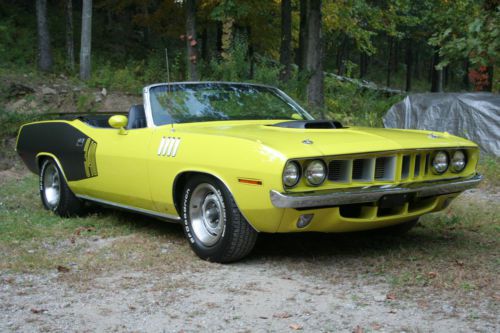 71 cuda convertible 340 4spd curious yellow original #s matching car