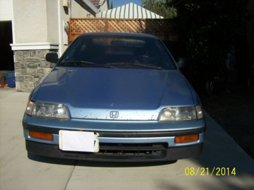 1989 honda civic crx base 2 seater car runs, blue, needs paint, as/is