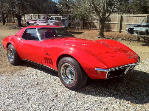 1969 corvette convertible 427 390 hp 4 speed 3 tops red leather frame off w ac