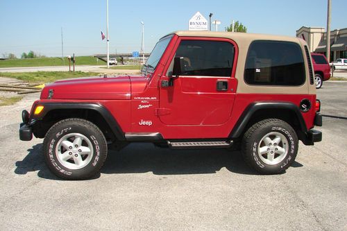 1999 jeep wrangler sport~6 cyl. 4.0liter~5 speed manual~4x4~a/c~new tires~maroon