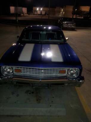 Clean restored 1973 nova 2 door coupe sapphire blue with white rally stripes