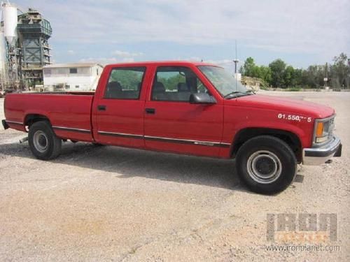 1997 chevy c3500 1 ton crew cab 8' bed pickup fleetside, automatic, red,