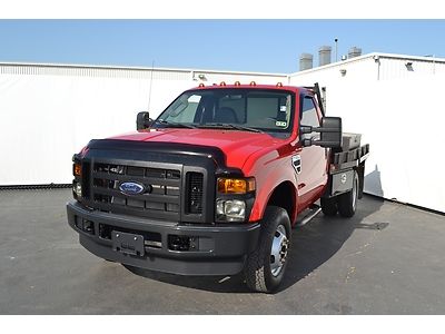 2010 ford super duty f-350  6.8l - flat bed - low milage- red- work truck- clean