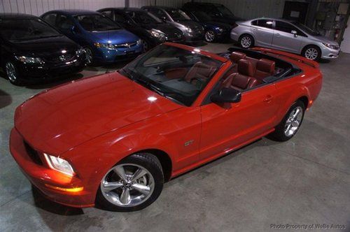 2007 mustang gt convertible for sale~red/red~5 speed~low miles~salvage title